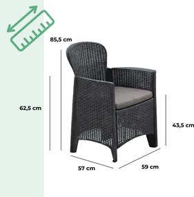 Zestaw ogrodowy AKITA, 3-częściowy, antracytowy I.P.A.E-Progarden