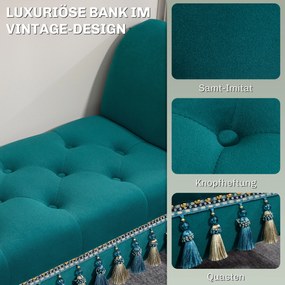 HOMCOM Tapicerowana ławka, Ławka w stylu vintage, do 150 kg, 117x40x58 cm, Zielony