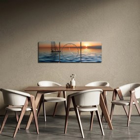 Obraz - Żaglówki na morzu (z zegarem) (90x30 cm)