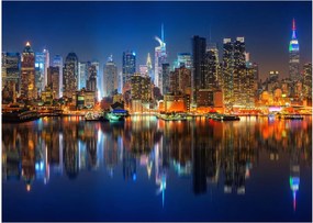 Obraz na szkle - Manhattan w nocy (70x50 cm)