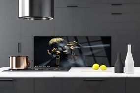 Panel Szklany do Kuchni Artystyczny Portret Kolorem Malowany