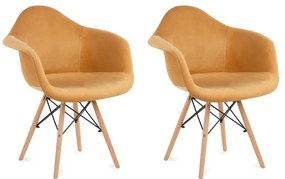 ZESTAW 2x Krzesło NEREA 80x60,5 cm żółte/buk
