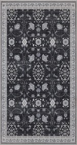 Dywan vintage INKA Floral z Efektem Postarzenia Czarno-Szary 80 cm x 150 cm