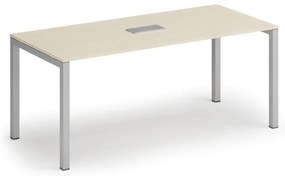 Stół konferencyjny PRIMO SQUARE, 180x80 cm, brzoza + port blatowy TYP VI, srebrny