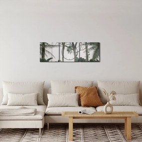 Obraz - dżungla w porannej mgle (z zegarem) (90x30 cm)