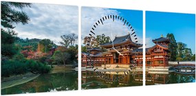 Obraz - Świątynia Byodo-in, Japonia (z zegarem) (90x30 cm)