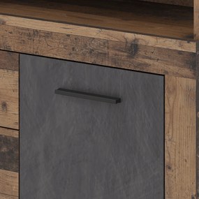 Komoda Dwudrzwiowa z Szufladami BLAGO MIDI B 119,5 cm Ciemny Dąb/Czarny Loft