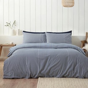 Ciemnoniebieska flanelowa pościel dwuosobowa 230x220 cm Stripe – Catherine Lansfield