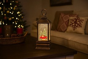 Dekoracyjny lampion świąteczny LED z wodą i brokatem, 23 cm
