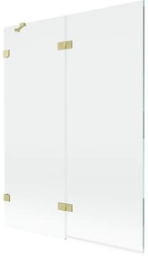Mexen Lunar parawan nawannowy 2-skrzydłowy lewy 130 x 150 cm, transparent, złoty szczotkowany - 897-130-100-55-00-L