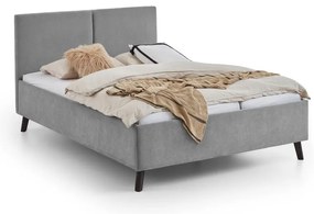 Szare tapicerowane łóżko dwuosobowe ze stelażem 140x200 cm Piano – Meise Möbel