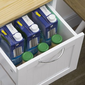 HOMCOM Wózek kuchenny z 3 szufladami, wózek na kółkach z 3 poziomami