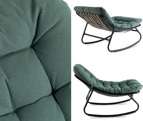 Bujany fotel na taras Aurora - bujak ogrodowy z pikowaną poduchą, zielony