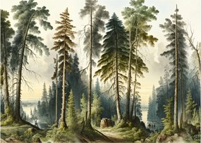 Obraz - Krajobraz lasów w stylu vintage (70x50 cm)