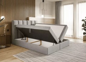 Łóżko kontynentalne Sergio boxspring z materacem bonell i pojemnikami na pościel tapicerowane