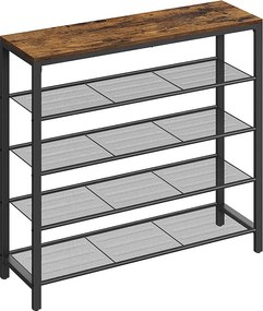 Regał na buty 100x30x92,5 cm czarny, rustykalny brąz Indestic