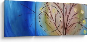 Obraz - Drzewo zakrywające słońce (z zegarem) (90x30 cm)