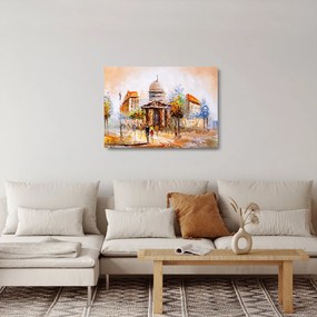 Obraz na szkle - Malowana miejska pamiątka (70x50 cm)