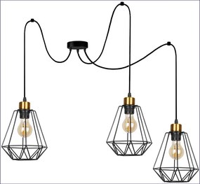 Czarna metalowa potrójna lampa pająk do salonu - K113-Telesto