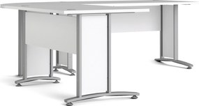 Biurko narożne Prima biały 230x200 szare nogi