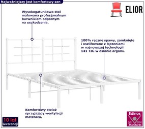 Białe metalowe łóżko małżeńskie 140x200 cm - Sevelzo