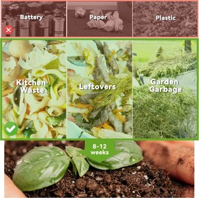 Outsunny Kompostownik Obrotowy z 2 Komorami 160L Szary Zielony Czarny 71x65x96cm | Aosom PL