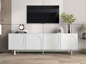 Nowoczesny mebel TV - z regulowanymi półkami - z płyt wiórowych - Biały