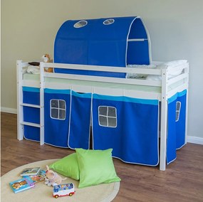 Łóżko piętrowe 90x200 cm niebieskie lite drewno sosnowe