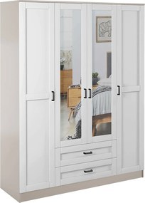 Minimalistyczna szafa z lustrem kaszmir + biały M4-B11