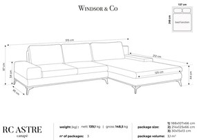 Ciemnoszary rozkładany narożnik Windsor &amp; Co Sofas Planet, prawostronny