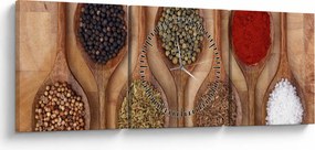 Obraz - Przyprawy na łyżkach (z zegarem) (90x30 cm)