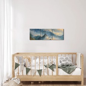 Obraz - Malowany górski krajobraz (z zegarem) (90x30 cm)