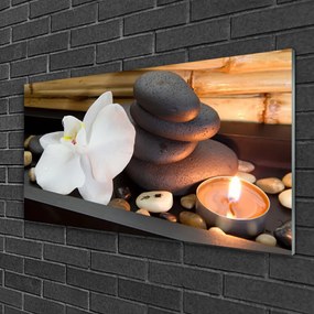 Obraz na Szkle Spa Świeczki Orchidea