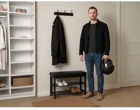 Stojak na buty z siedziskiem, czarny
