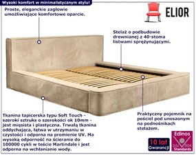 Jasnobeżowe łóżko tapicerowane z zagłówkiem Lassia - 3 rozmiary