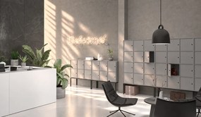 Szafka biurowa FRAME, 6x drzwi, z wnęką, 1299 x 450 x 2162 mm, zamek cylindryczny, szary