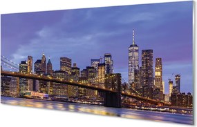 Panel Szklany Zachód Słońca nad Wodą i Mostem