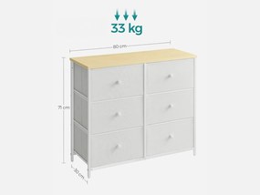Komoda z szufladami HESTO 80x71 cm, biała/szara