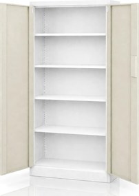 Biurowa szafa metalowa z zamkiem na szyfr biała / dąb sonoma: Eco Design DANIEL, 900 x 1850 x 400 mm