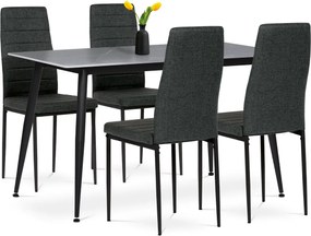 Zestaw jadalniany Mramor z ceramiczną blatem i 4 krzesłami, czarny