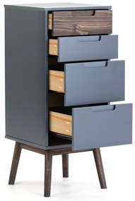 Antracytowa/ciemnobrązowa wysoka komoda z litego drewna sosnowego 40x94 cm Nussa – Marckeric
