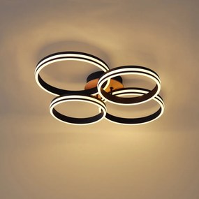 Lampa sufitowa drewniana z LED, 3-stopniowa regulacja ściemniania, 4-źródła światła - Navara