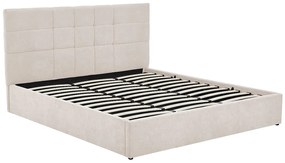 Łóżko ze skrzynią 180 x 200 cm - Tkanina - Beżowy - HOPEYA Pascala Morabito