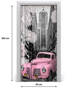 Fototapeta samoprzylepna na drzwi Różowe auto