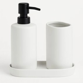 Zestaw łazienkowy PLY, ceramiczny dozownik, kubek i taca