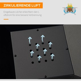 Outsunny Misa Paleniskowa z Rusztem Grillowym i Osłoną Iskier Stalowa Czarna Idealna do Ogrodu i na Kemping 45x45x34cm | Aosom PL