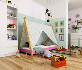 Łóżko tipi dla dziewczynki różowe - Welma 3X 80x160