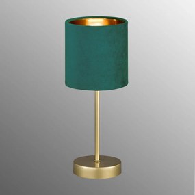 Metalowa lampa stołowa w zielono-złotym kolorze z tekstylnym kloszem (wysokość 34 cm) Aura – Fischer &amp; Honsel