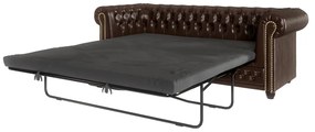 Ciemnobrązowa rozkładana sofa z imitacji skóry 203 cm York – Ropez