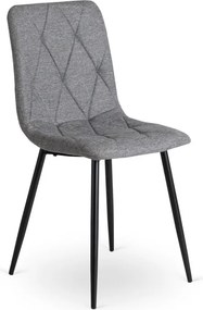 Zestaw Stół Okrągły Rozkładany HARRY 102-142 cm Dąb Artisan/Czarny i 6 Krzeseł Tapicerowanych ROBIN 2 Szarych Nowoczesnych